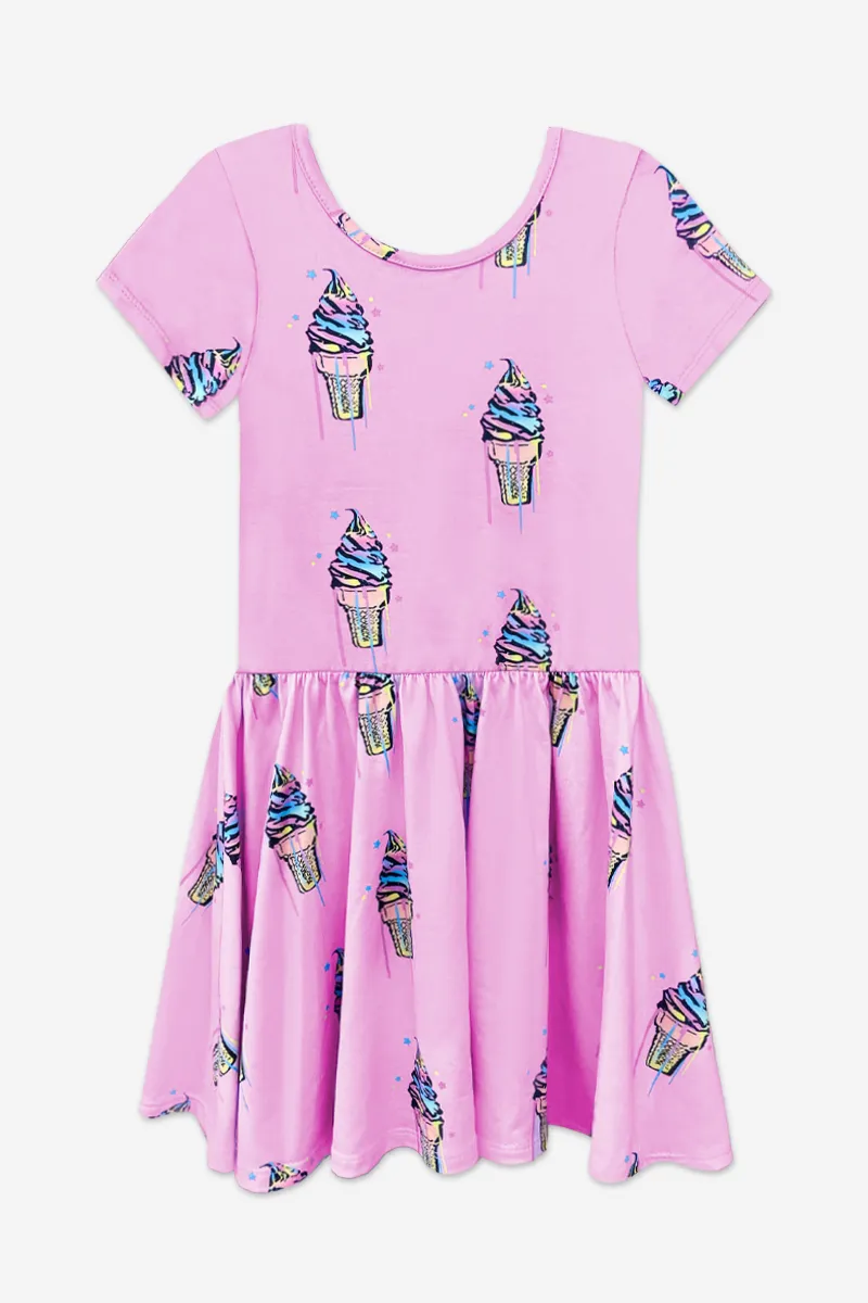 Simply Soft Scoop Back Be Happy Dress - Pink Aqua Ice Creams