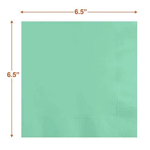 Solid Mint Paper Dinner Plates and Luncheon Napkins, Mint Party Supplies and Table Decorations (Serves 16)