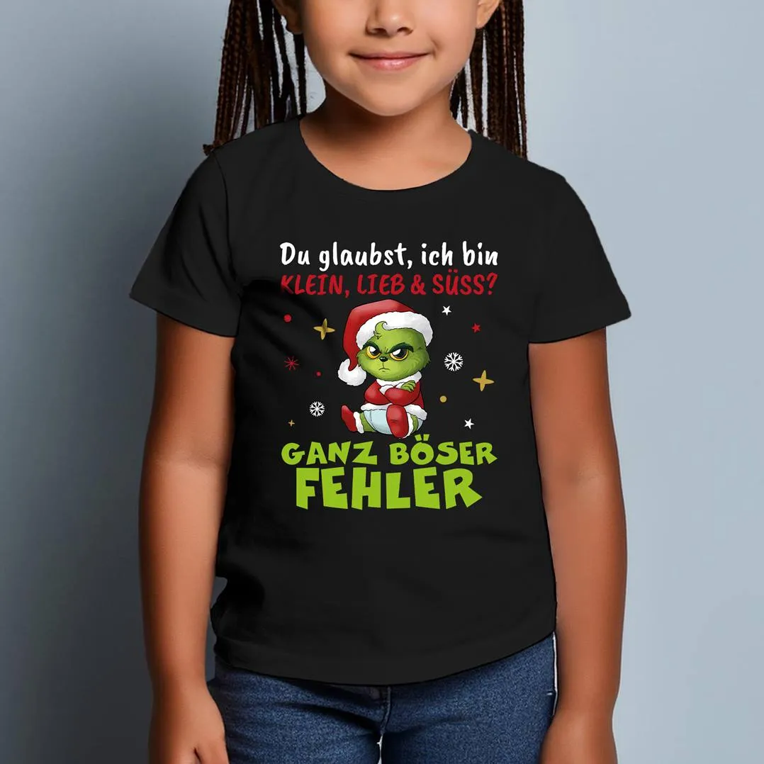 T-Shirt Kinder - Baby Grinch - Du glaubst, ich bin klein, lieb & süss? Ganz böser Fehler