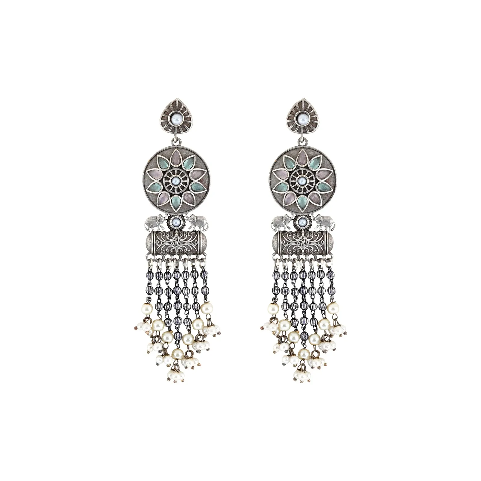 Teejh Gahez Multi-colored Silver Oxidised Earrings