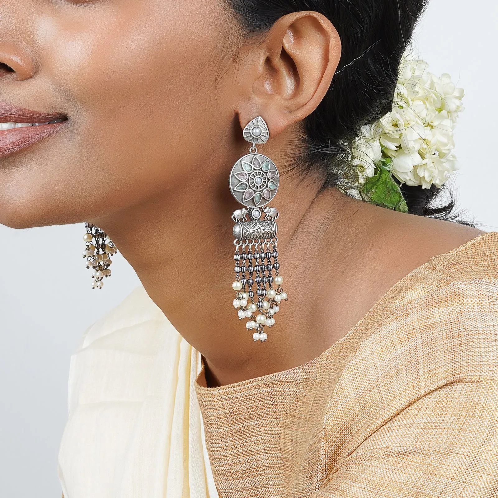 Teejh Gahez Multi-colored Silver Oxidised Earrings
