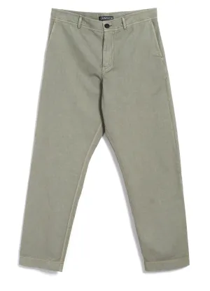 TYGE | Wide Cut Cropped Trousers | Light Sage