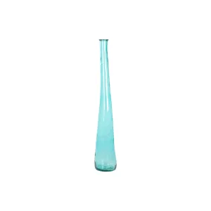 Vase DKD Home Decor 18 x 18 x 120 cm Sky blue Tempered Glass