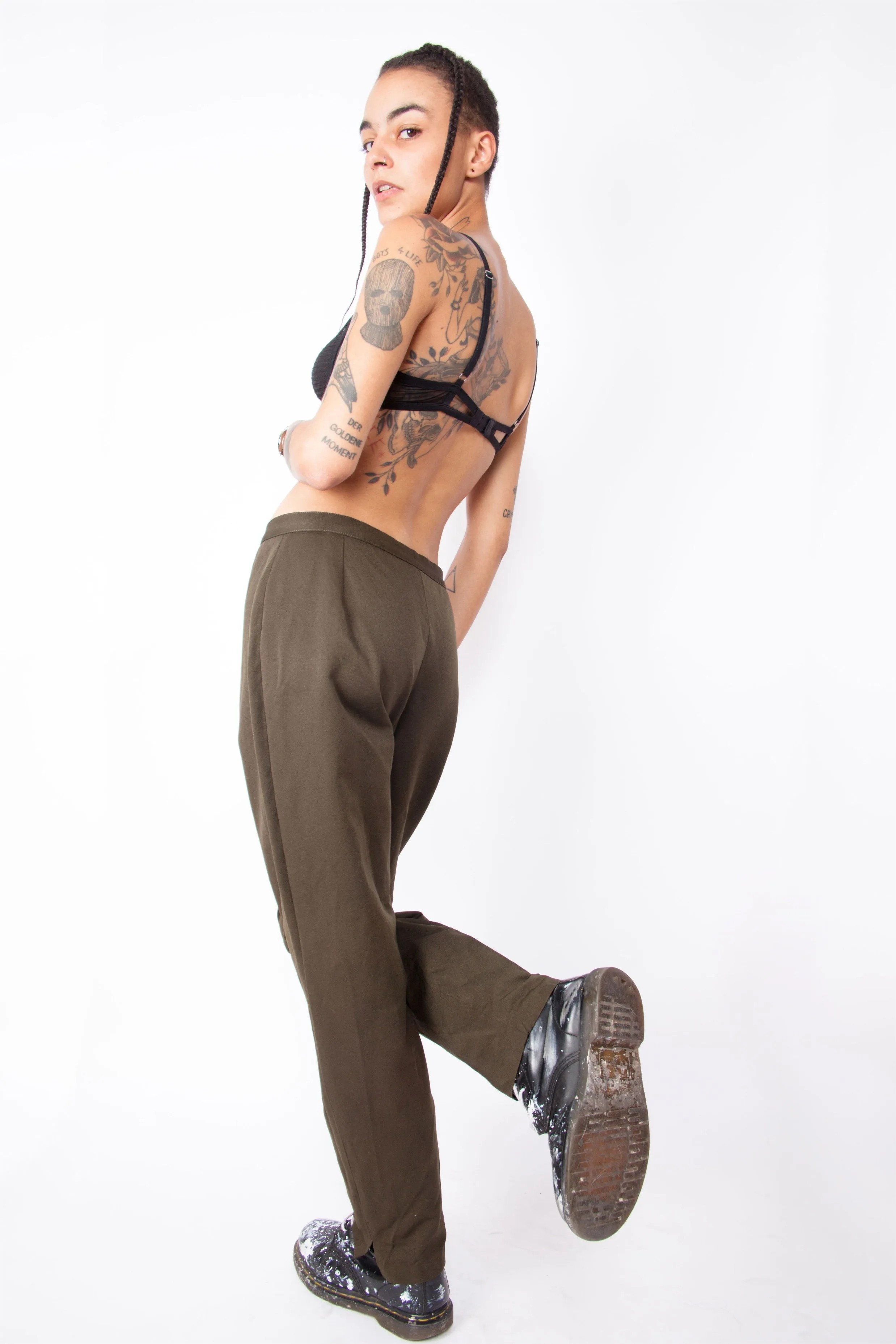 Vintage 80s Sage Green Work Trousers