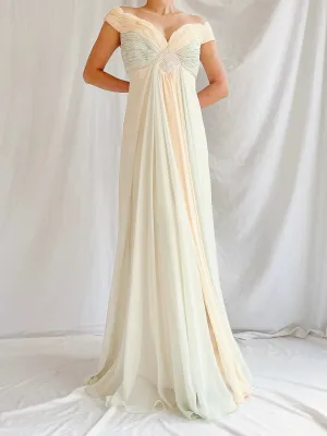 Vintage Rose Taft Seafoam/Butter Yellow Chiffon Gown - S/6