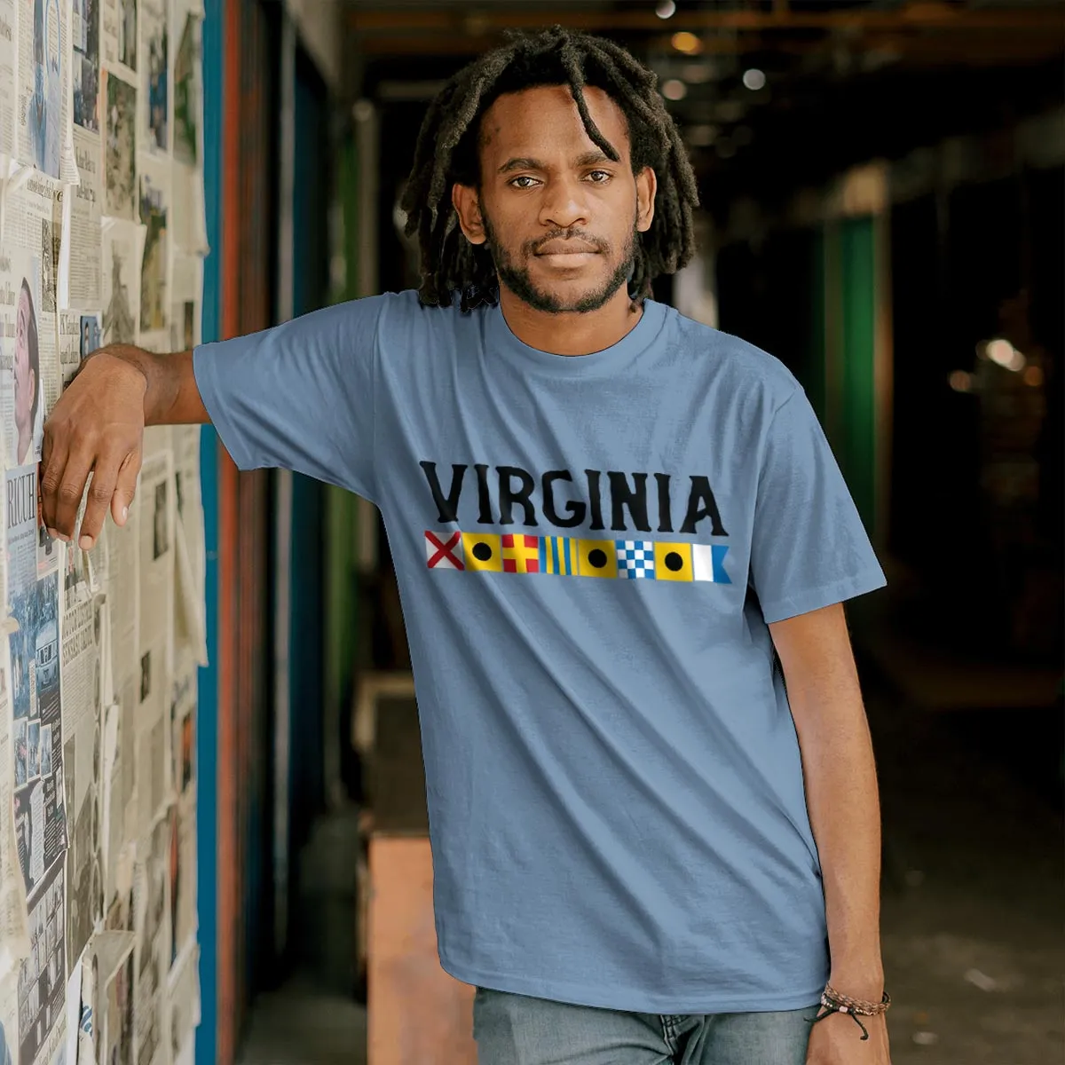 Virginia Nautical Flags T-Shirt, Adult Unisex 100% Cotton, S-2X
