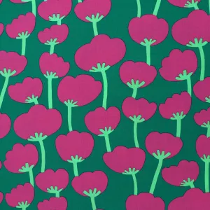 Viscose Lawn with Lenzing™️ EcoVero™️ viscose fibres - Nerida Hansen X Verhees Collab- Poppies Green